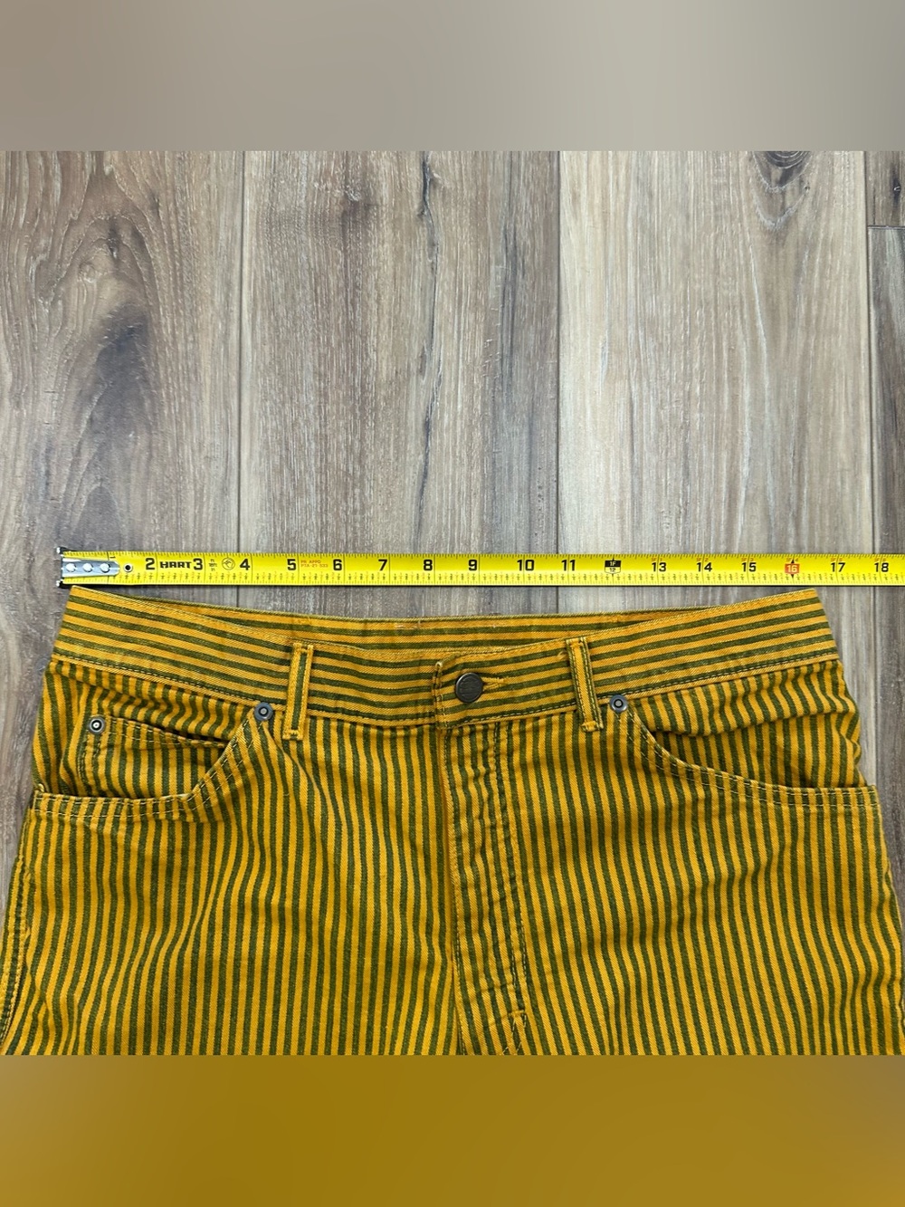 Men's Mustard Yellow Striped Jeans - Picture 9 of 11